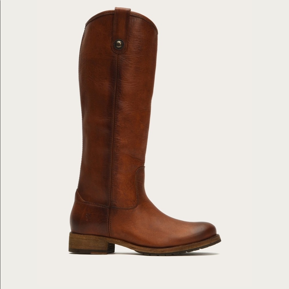FRYE Melissa Button 2 Tall Leather boots Dark Red
